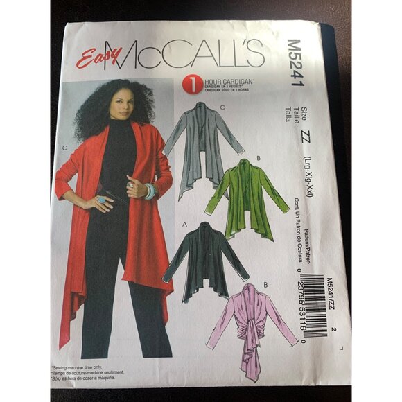 The McCall's Misses Cardigans M5241 Sz Lg-XXlL - Uncut - Picture 7 of 9